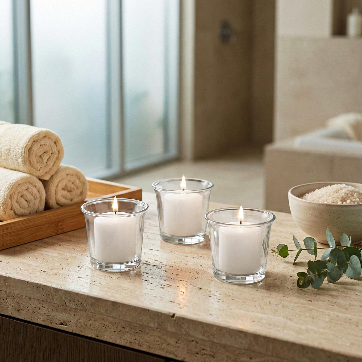 Royal Imports dripless cotton-wick votive candle for clean glass holders