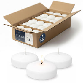 Royal Imports 3-inch white floating candle for elegant centerpieces with long burn time.