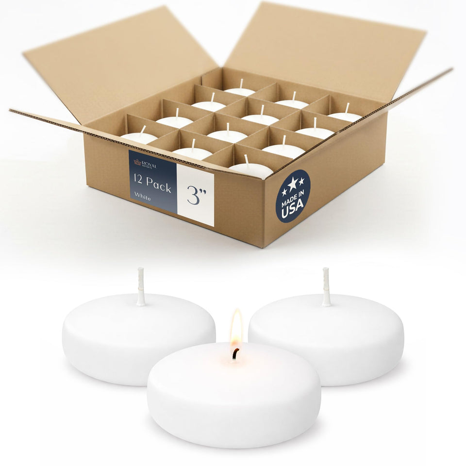 Royal Imports 3in white floating candle in water display for elegant centerpieces.