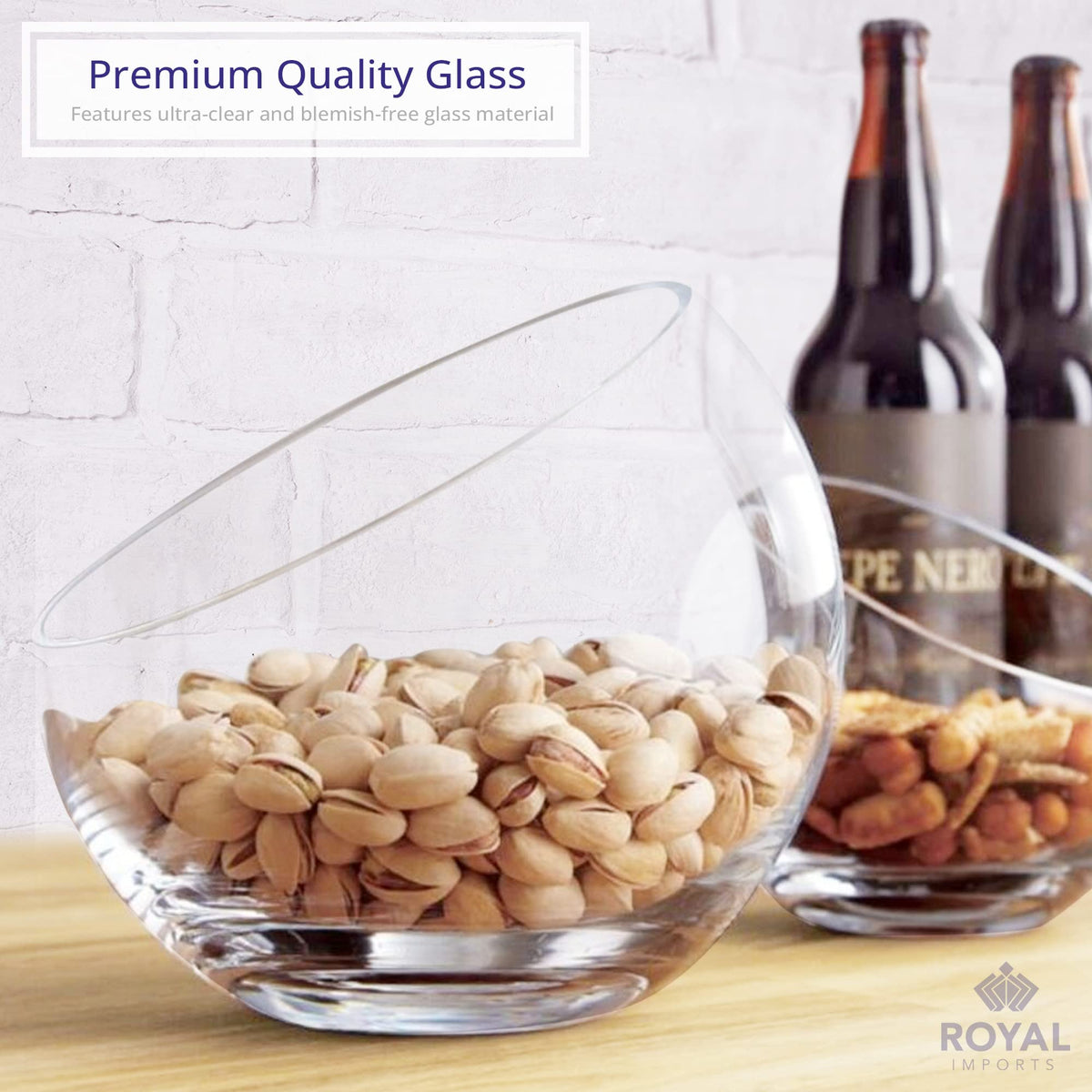 Royal Imports slant-cut bowl adds drama to weddings and events as a centerpiece