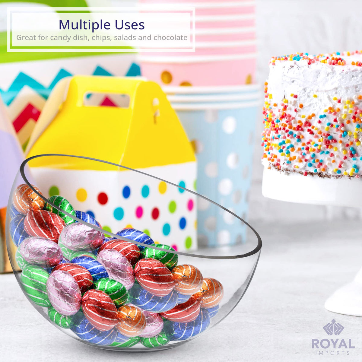 Royal Imports tilted glass bowl showcasing fresh flowers on tabletops