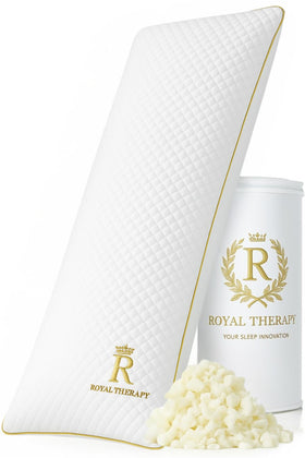 Royal Therapy body pillow, full-body, angled view, supports spine alignment for side sleepers.