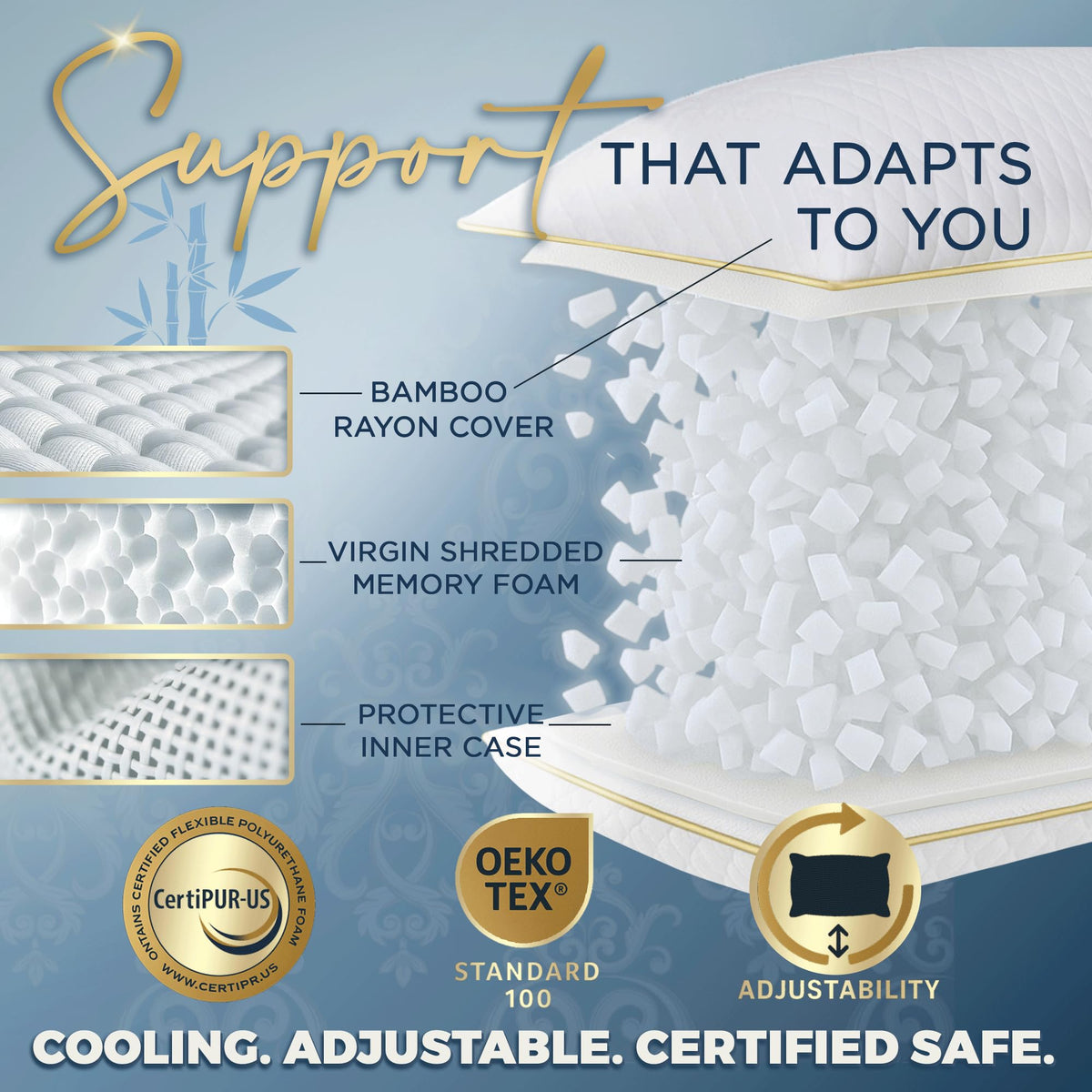 Royal Therapy body pillow cover in bamboo-rayon highlighting breathable, cooling fabric for comfort.