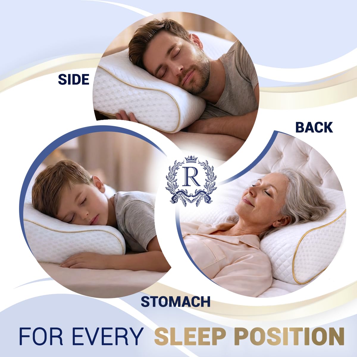 Royal Therapy pillow with heat-dissipating cover maintains comfortable sleep temperature.