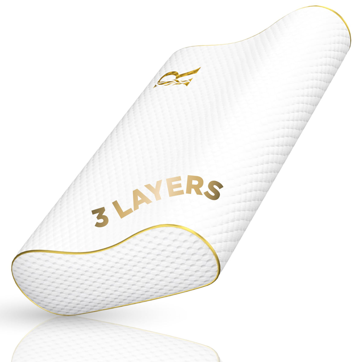 Royal Therapy memory foam pillow front view shows ergonomic neck support.