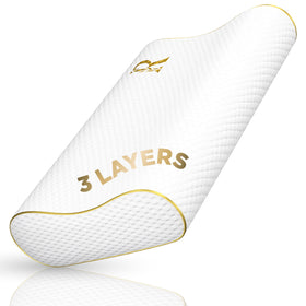 Royal Therapy memory foam pillow front view shows ergonomic neck support.