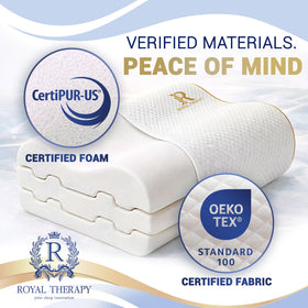 Royal Therapy three-layer design highlights customizable support for shoulder widths.
