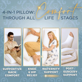 Royal Therapy pillow in use during side sleeping showing relaxed shoulders and aligned hips.