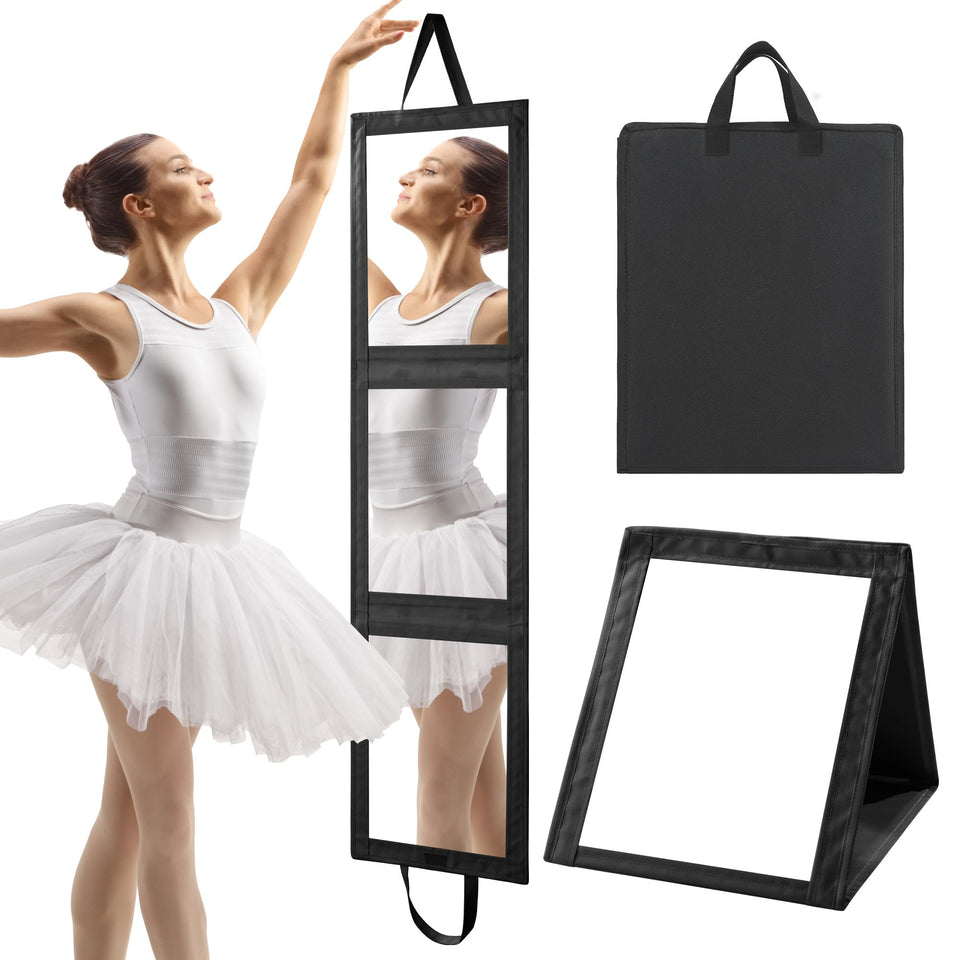 ROYALAY foldable full-length mirror with handle, opened for full-body practice viewing