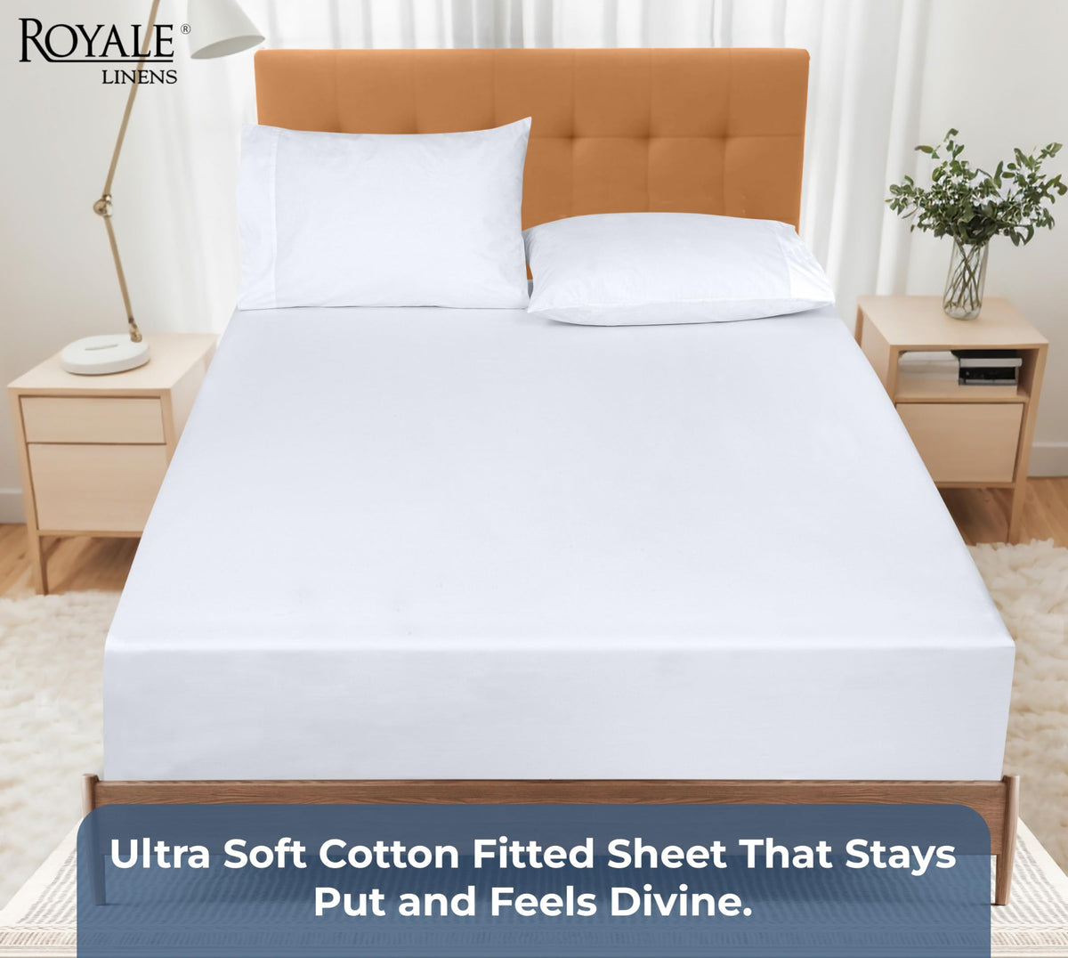 Royale Linens all-around elastic ensures snug fit.