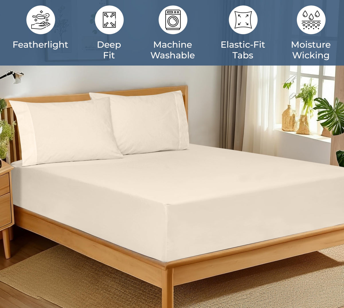 Royale Linens fitted sheet with all-round elastic for a secure mattress wrap.