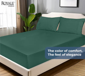 Royale Linens bedroom setup demonstrates hotel-inspired comfort for nightly rest.