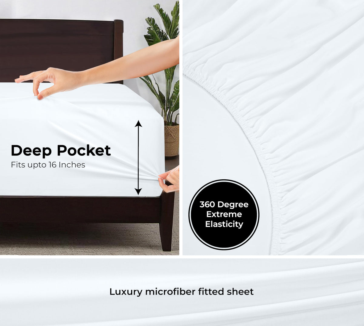 Royale Linens deep-pocket 16-inch fit keeps the mattress fully covered.