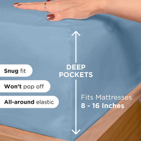 ROYALE LINENS deep-pocket 16in sheets fitting a thick mattress snugly