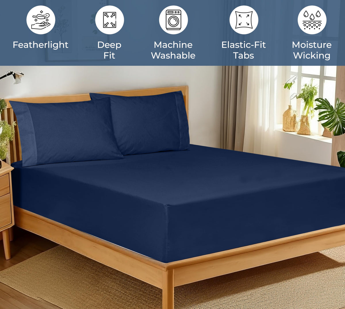 Royale Linens deep-pocket fit secures up to 16-inch mattresses.