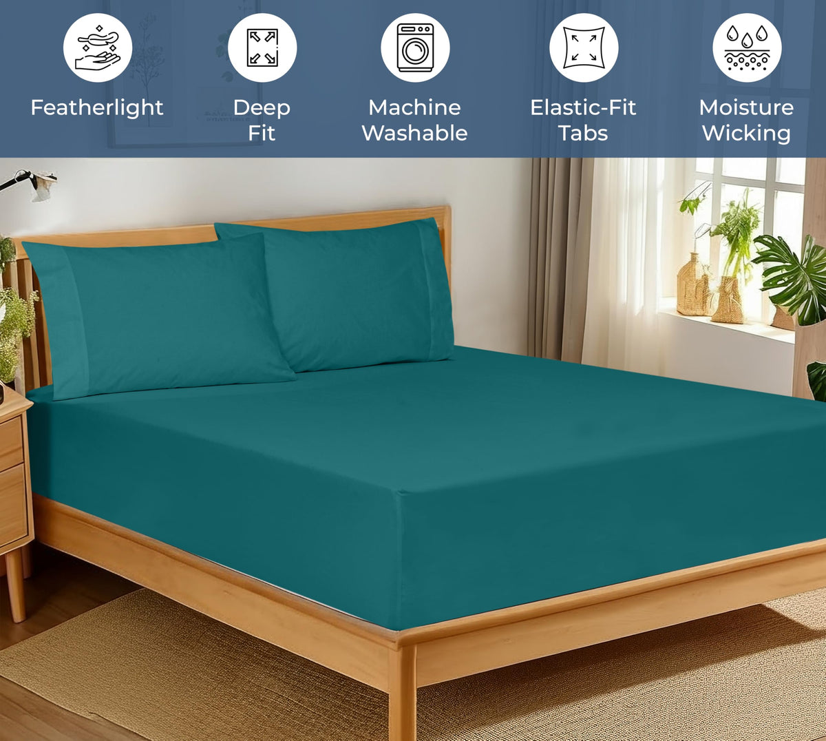 Royale Linens deep-pocket fitted sheet fits mattresses up to 16 inches securely.
