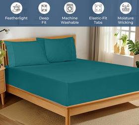 Royale Linens deep-pocket fitted sheet fits mattresses up to 16 inches securely.