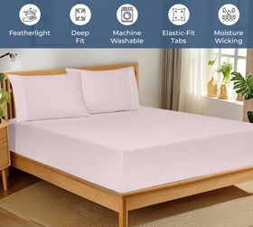 Royale Linens deep-pocket fit demonstrates secure wrap on tall mattresses