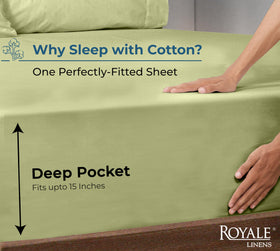 Deep-pocket fitted sheet by Royale Linens securing 16-inch mattresses