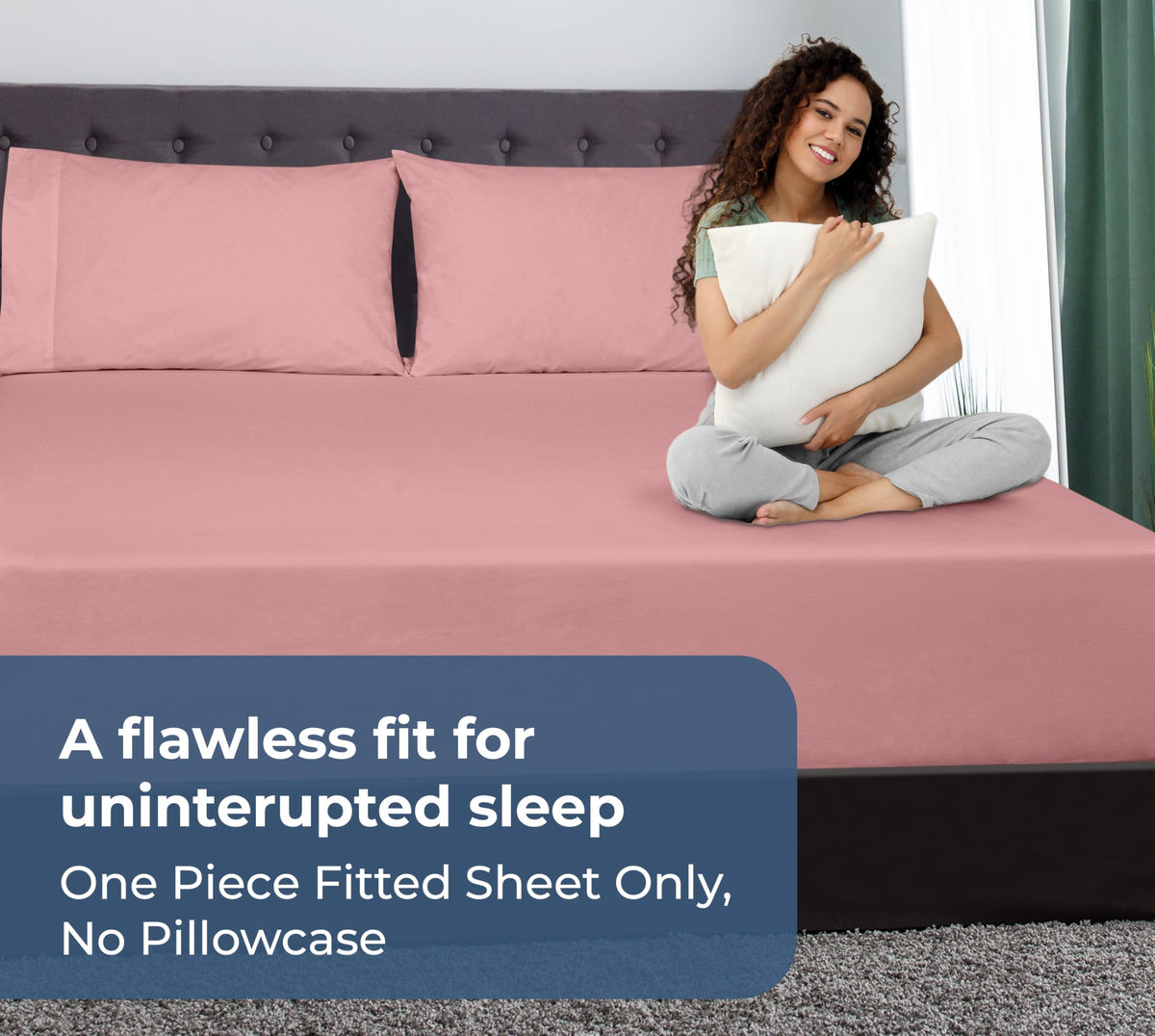 Royale Linens double-brushed cotton fitted sheet offers buttery softness.