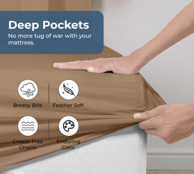Royale Linens elastic-all-around edges ensure snug hold for mattresses up to 16 inches.
