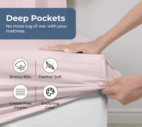 Royale Linens elastic all-around edge ensures snug stay-on comfort