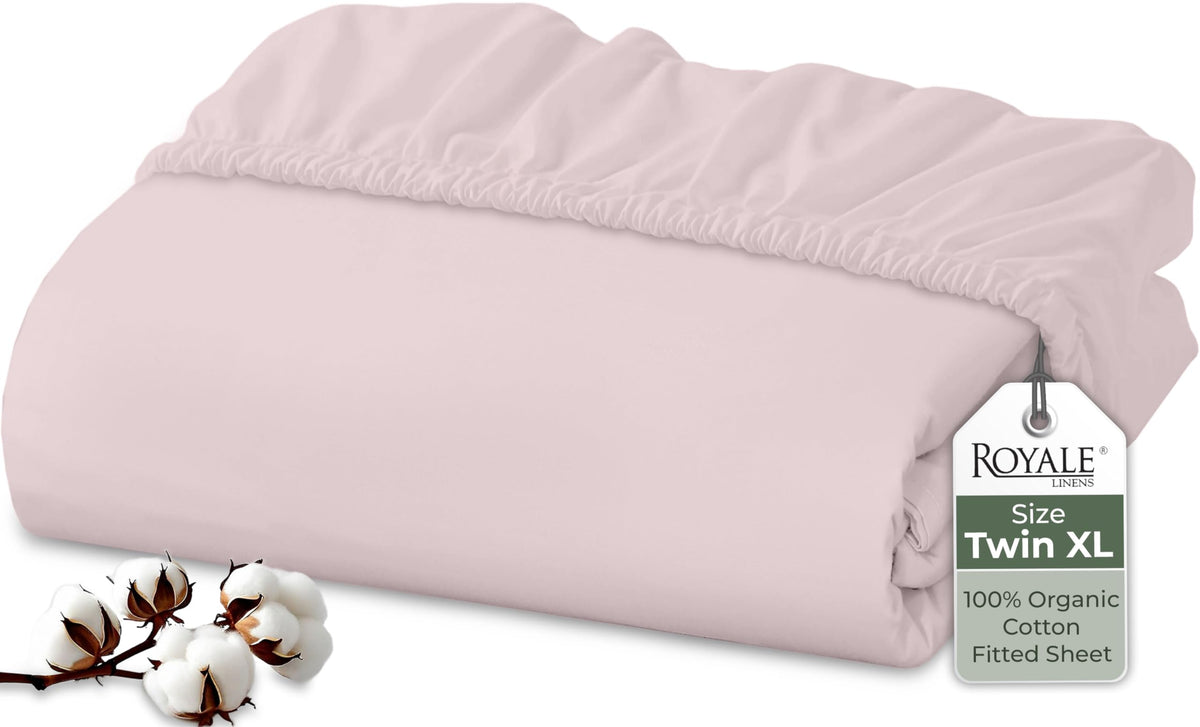 Royale Linens lavender queen fitted sheet showing deep pocket fit for up to 16-inch mattresses