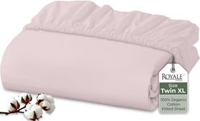 Royale Linens lavender queen fitted sheet showing deep pocket fit for up to 16-inch mattresses
