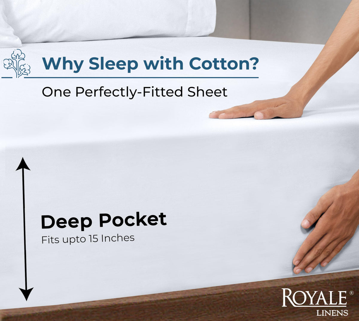 Royale Linens full-size sheet 54x75 with deep-pocket fit.