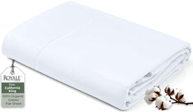 Royale Linens king flat sheet in white, 105 x 102 inches, breathable and crisp