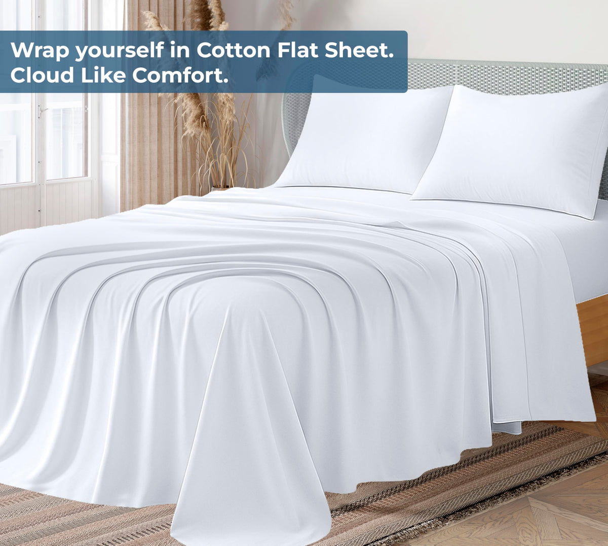 Royale Linens king flat sheet draped on bed showing smooth surface
