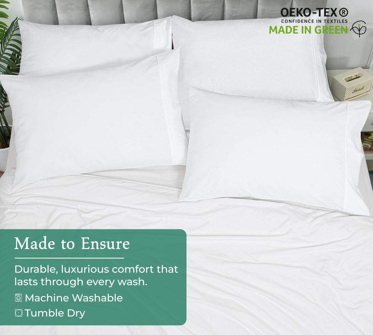 Royale Linens OEKO-TEX certification label on packaging.