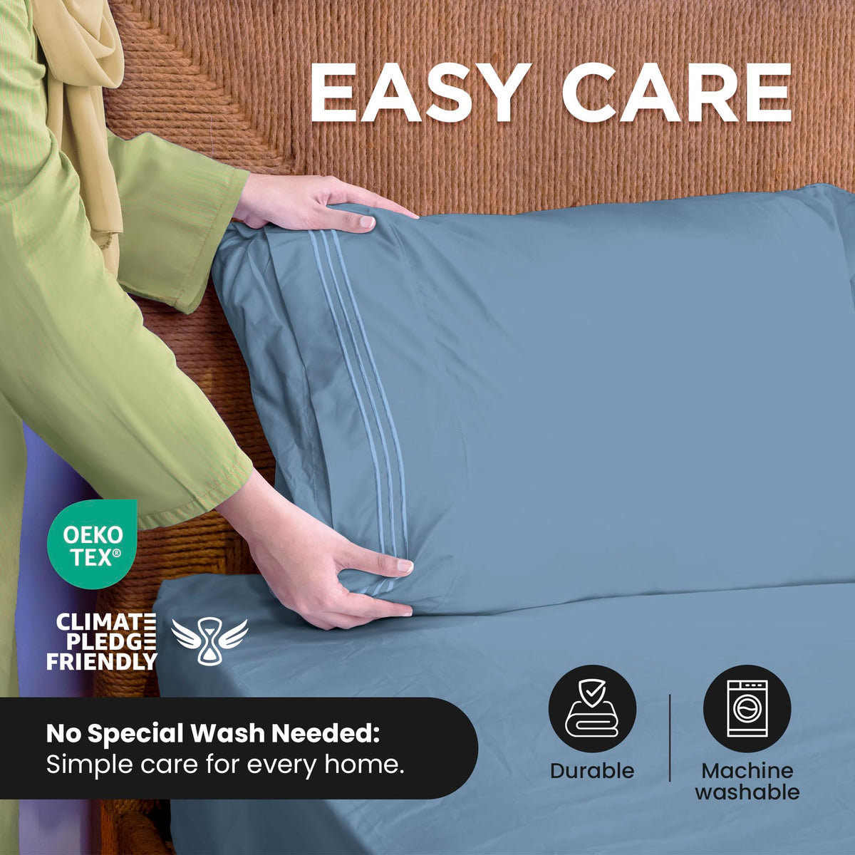 Royale Linens lake blue set elevates any bedroom with hotel style.