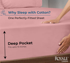 Royale Linens organic cotton close-up highlights soft 200TC weave and premium breathability.