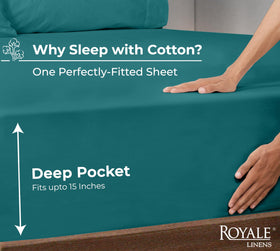 Royale Linens organic cotton queen fitted sheet ready for premium sleep.