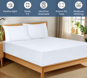 Royale Linens organic cotton texture highlights breathable, cool comfort.