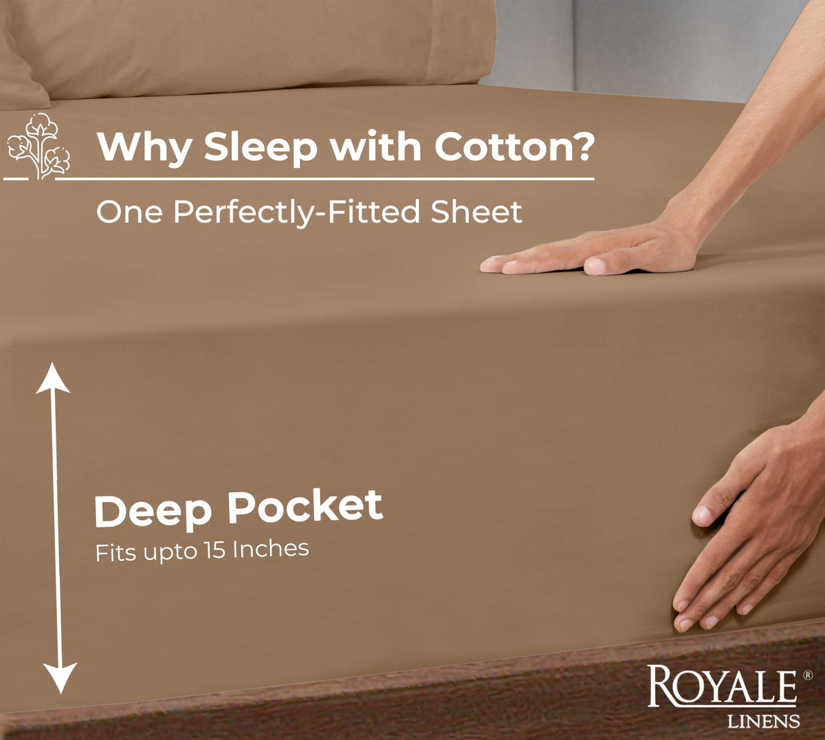 Royale Linens fabric close-up in chocolate highlights subtle texture.
