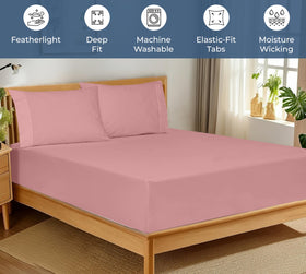 Royale Linens queen fitted sheet elastic all around for a snug, wrinkle-resistant fit.