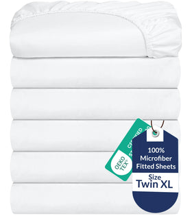 Royale Linens twin-xl fitted sheet pack six for budget-friendly bulk sheets.