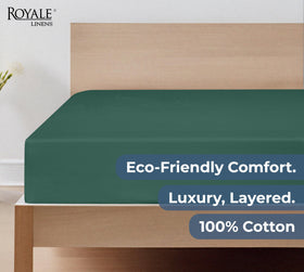 Royale Linens wash-before-first-use cue shows premium fabric readiness.
