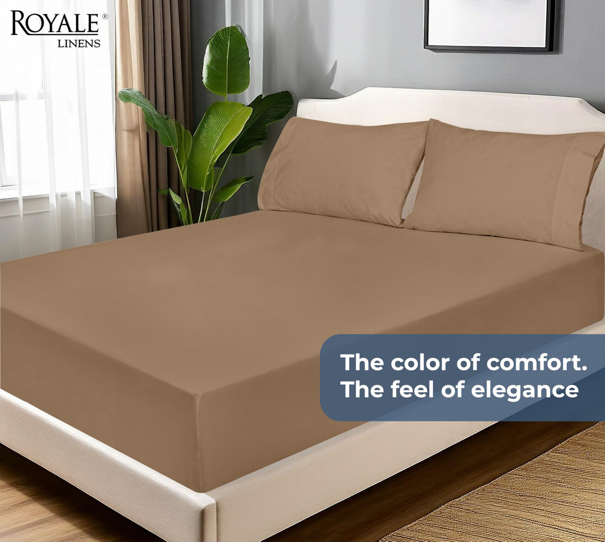 Royale Linens wrinkle-resistant finish stays tidy through routine laundering.