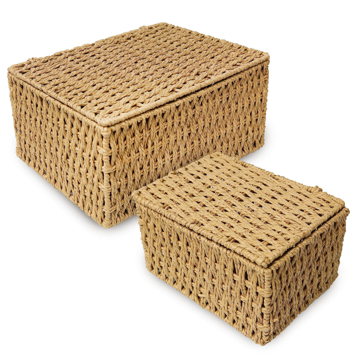 RoyalHouse baskets stacked collection illustrating space-saving modular storage.
