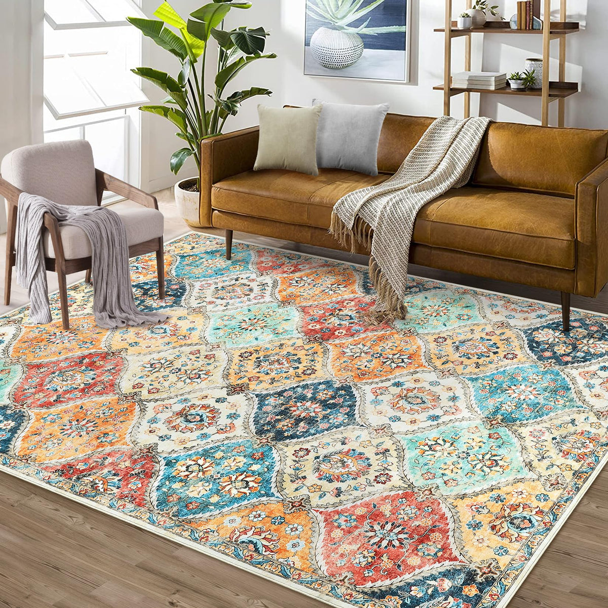 ROYHOME area rug 5x7 Moroccan trellis design adds durable style to living rooms