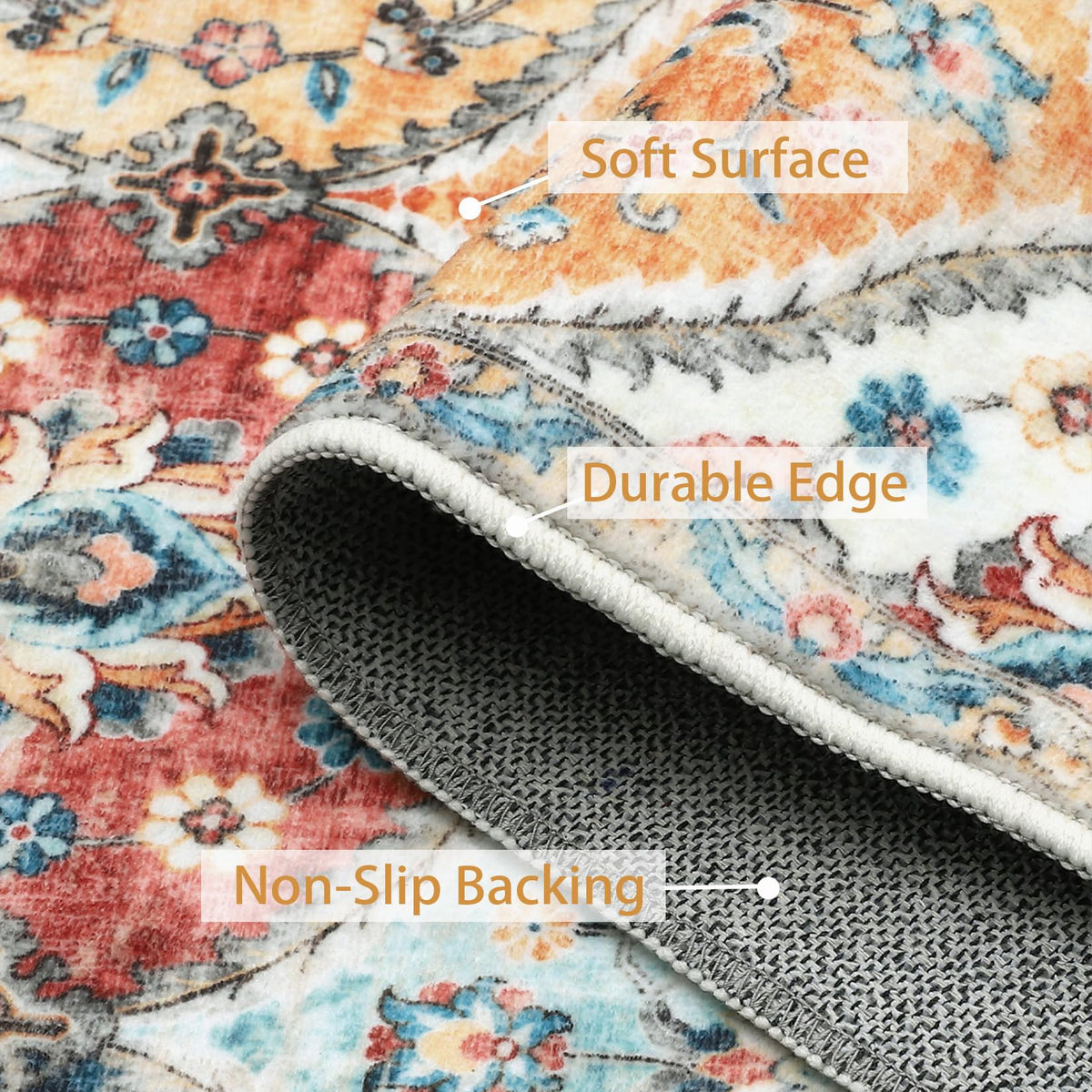 ROYHOME area rug 5x7 vintage medallion pattern creates cozy ambiance in any room