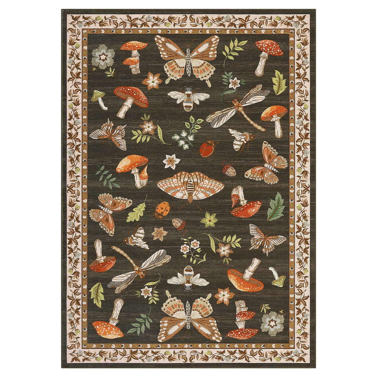 ROYHOME insect print rug adds playful design suitable for bedrooms and entryways.