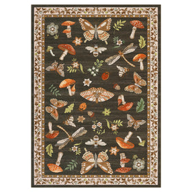 ROYHOME insect print rug adds playful design suitable for bedrooms and entryways.