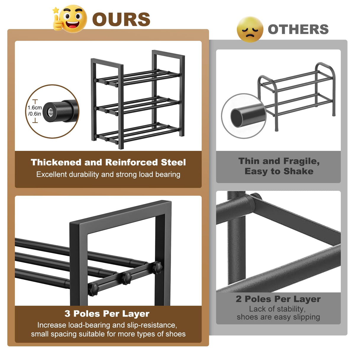 Roylvan non-slip base protects floors and keeps the rack steady.