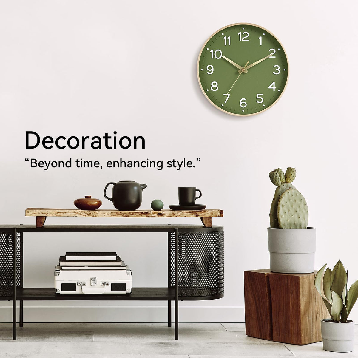 Roymnie 14-inch clock suitable for desks, shelves, or wall mounting.