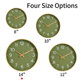 Roymnie 14-inch wall clock with large numbers for easy readability.