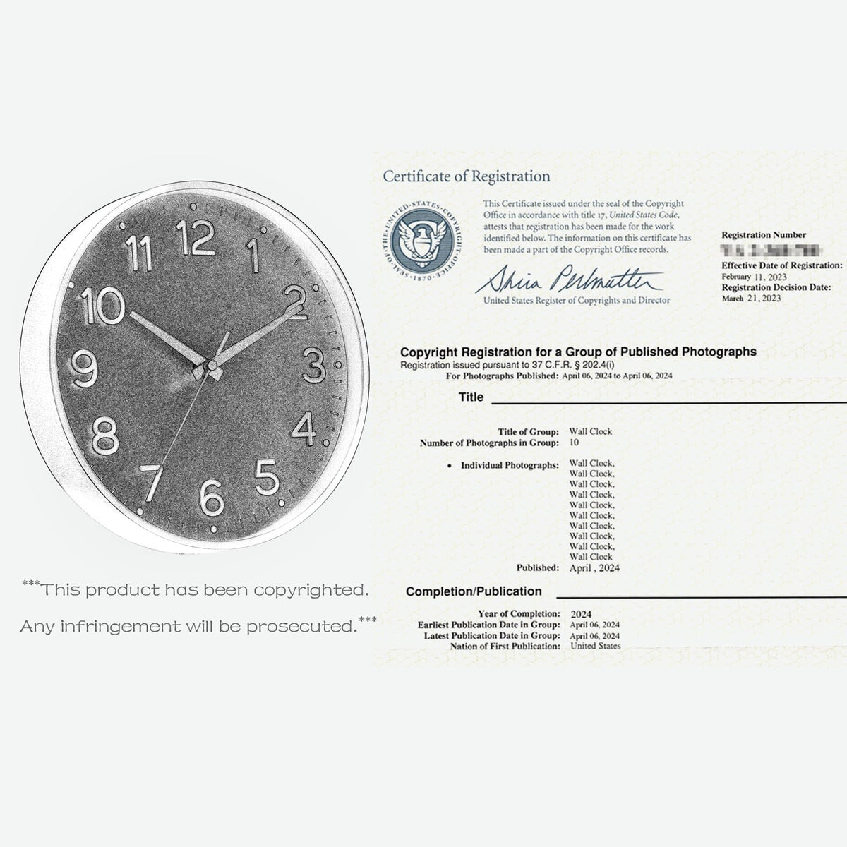 Roymnie 14-inch wall clock wall-mount option offers flexible placement.